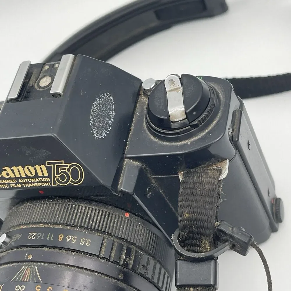 Canon T50 35mm SLR Film Camera With Lens - Untested As Is For Parts / Repair